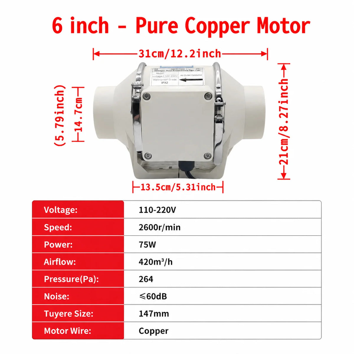 4/5/6 Inch Exhaust Flue Fan Remote Control Mixed Flow Inline Fan 220V High Speed Quiet Exhaust Fan For Home Vents