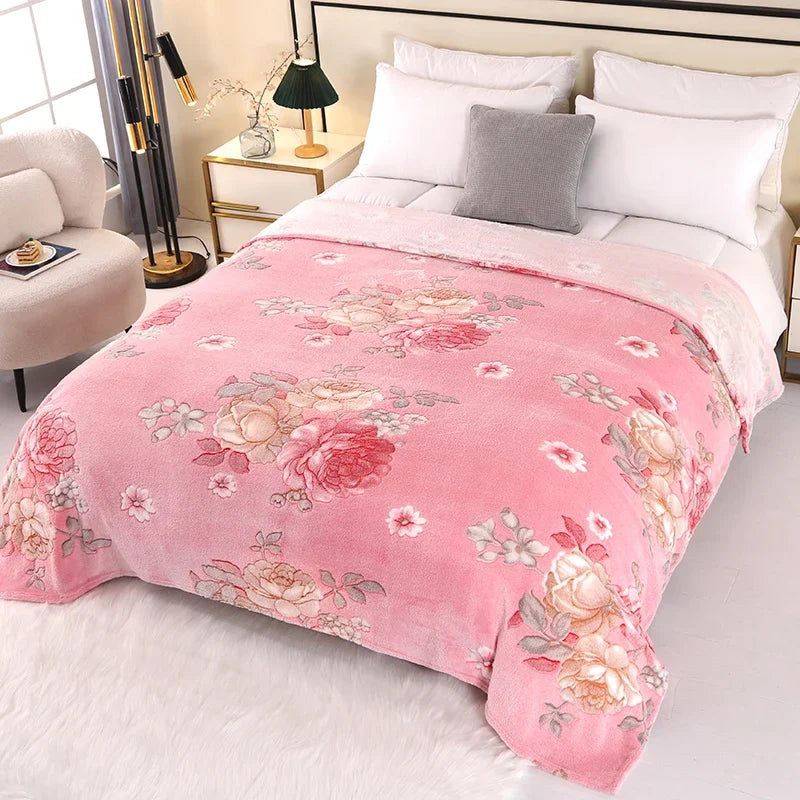 1pc Floral Style Warm Bedspread Fleece Blanket Plaid Travel Shawl Sofa Nap Blanket Home Bedsheet Manta 70X100cm Suitable For Pet