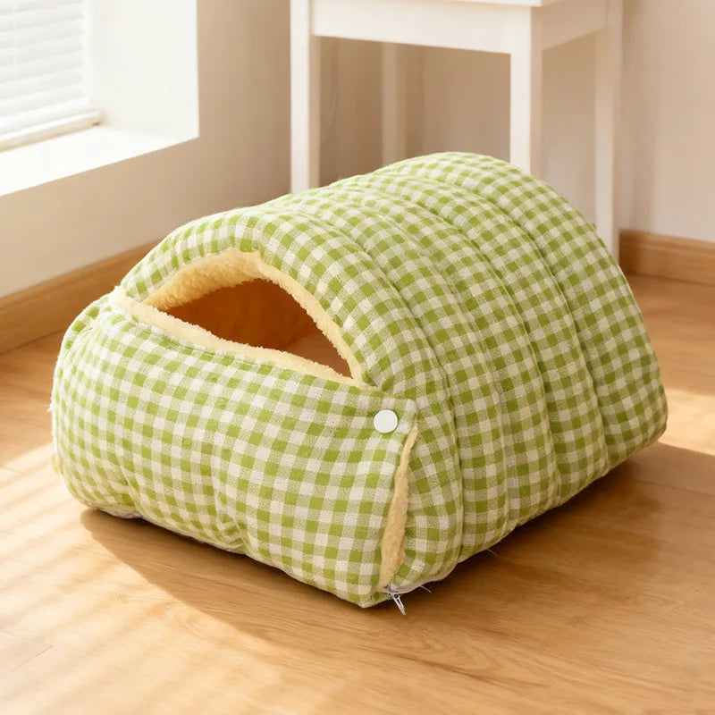 Cat Dog House Indoor Winter Thickened Foldabl Cat Sleeping Bag Cozy Soft Warm Semienclosed Small Pet Bed Snuggle Sack