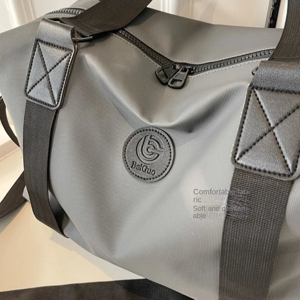 Large-Capacity Womens Travel Tote Bags Solid Color with Zipper Gym Fitness HandBag Overnight Bag Duffel Bag Sports Shoulder Pack