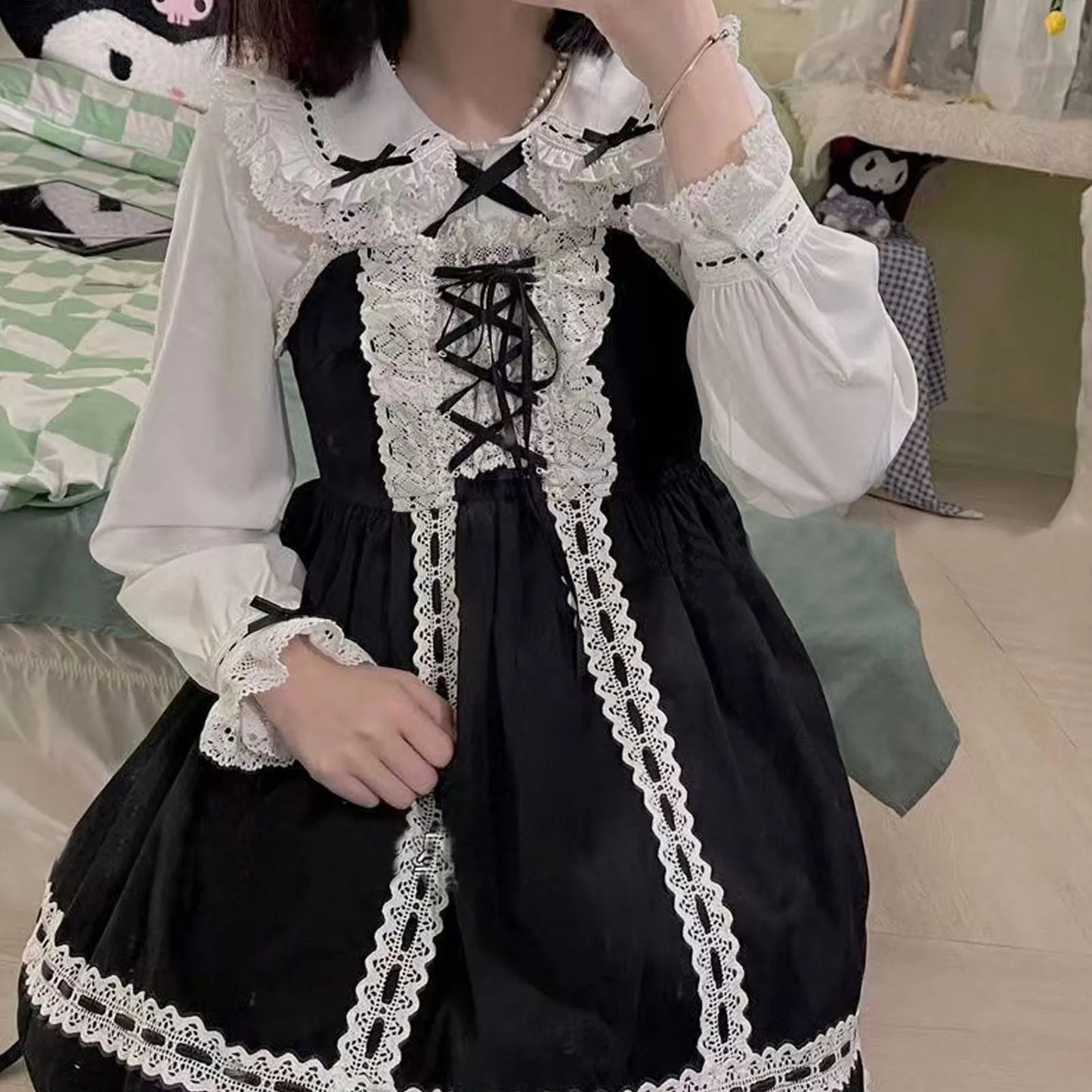 Spring Blouse Women Japanese Kawaii Cute Lace Patchwork Peter Pan Collar Shirt Vintage Sweet Embroidery Top Blusas