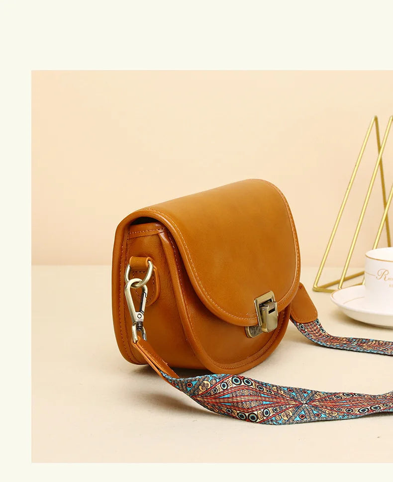 2023 New Style Real Leather Women's Bag Vegetable Tanned Genuine Cow Leather Single Shoulder Messenger Bag Lady Popular Purse