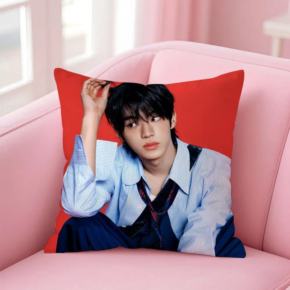 Kpop Handsome Singer K-Kim Do-hoon Cushion Cover Pillowcase Short Plush Invisible zipper Room Sofa Cushion Cover