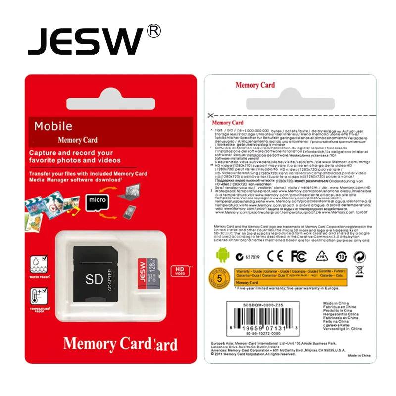 JESW Micro 128G Ultra Memory  SD Card TF Flash Card A1 V10 C10 U1 32GB 64G 16G 8G 4G Micro for Camera UAV Phone  Switch Table