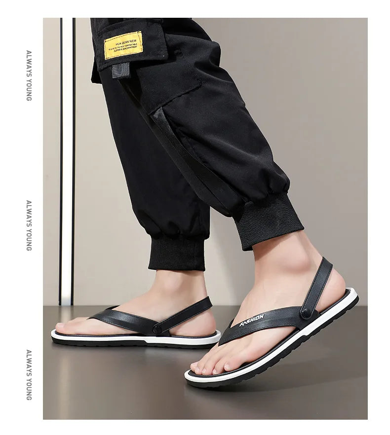 Flip-flops men's fashion trend summer foreign trade cross-border external wear breathable and wear-resistant toes two sandals