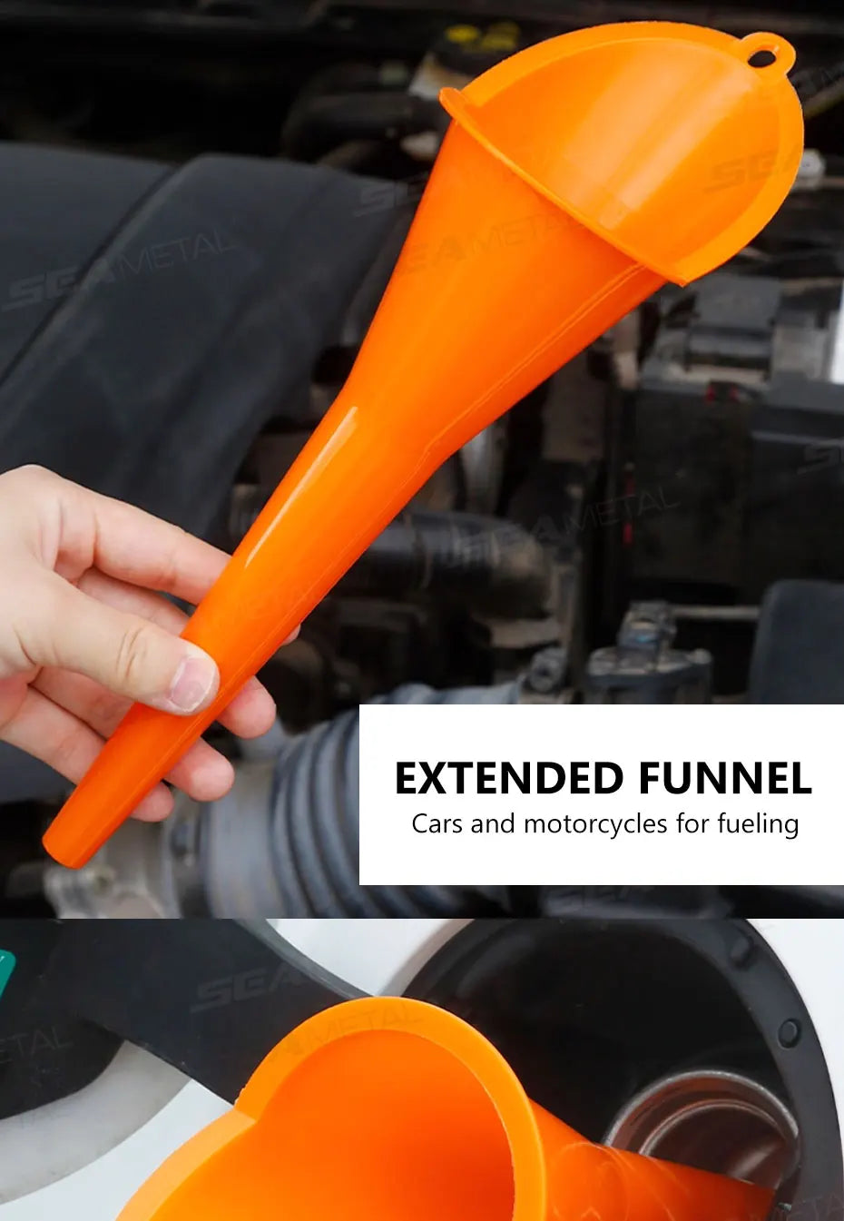 SEAMETAL Car Long Stem Funnel Oil Fuel Filling Tools Anti-splash Plastic Funnel Auto Accessories Motorcycle Refueling Tools