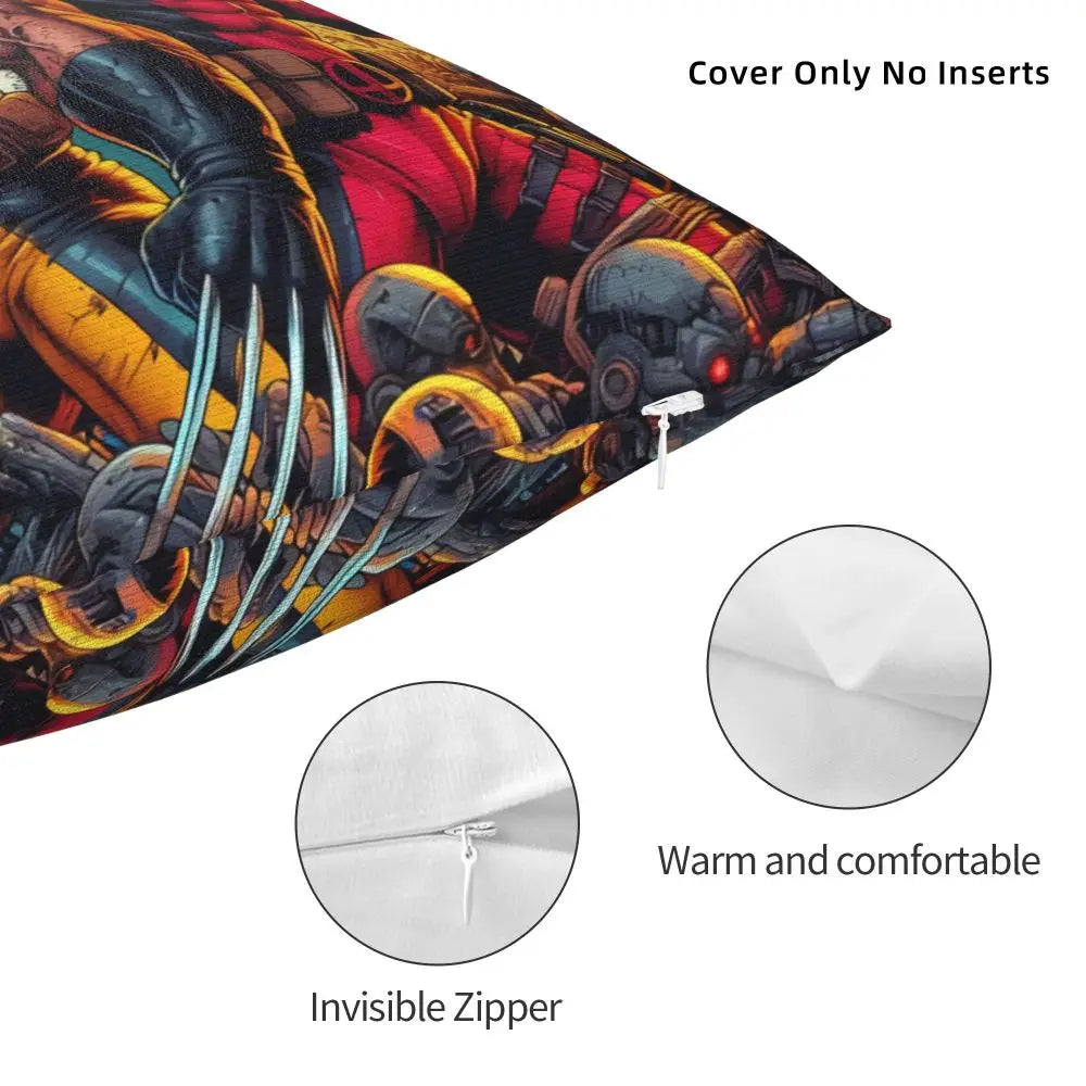 Custom Deadpool Wolverine Cartoon Manga Cushion Cover Soft Cute Pillows