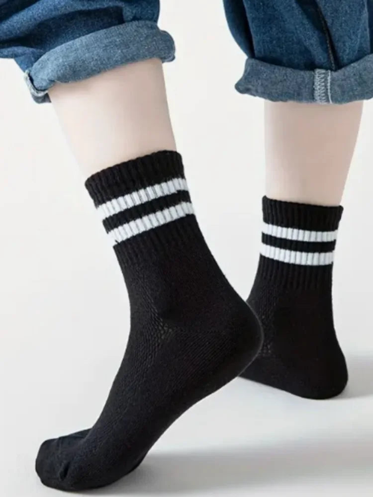 10 pairs of autumn and winter style children breathable simple style college style striped children tube socks men and women