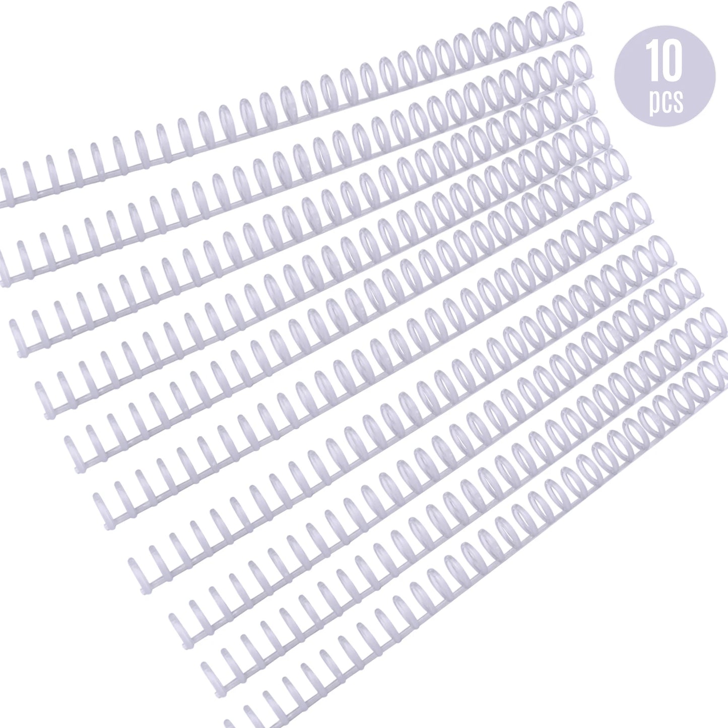 KW-trio 10pcs Plastic 30-Hole Loose Leaf Binders Ring Binding Spines Combs 85 Sheets Capacity for DIY Paper Notebook Album