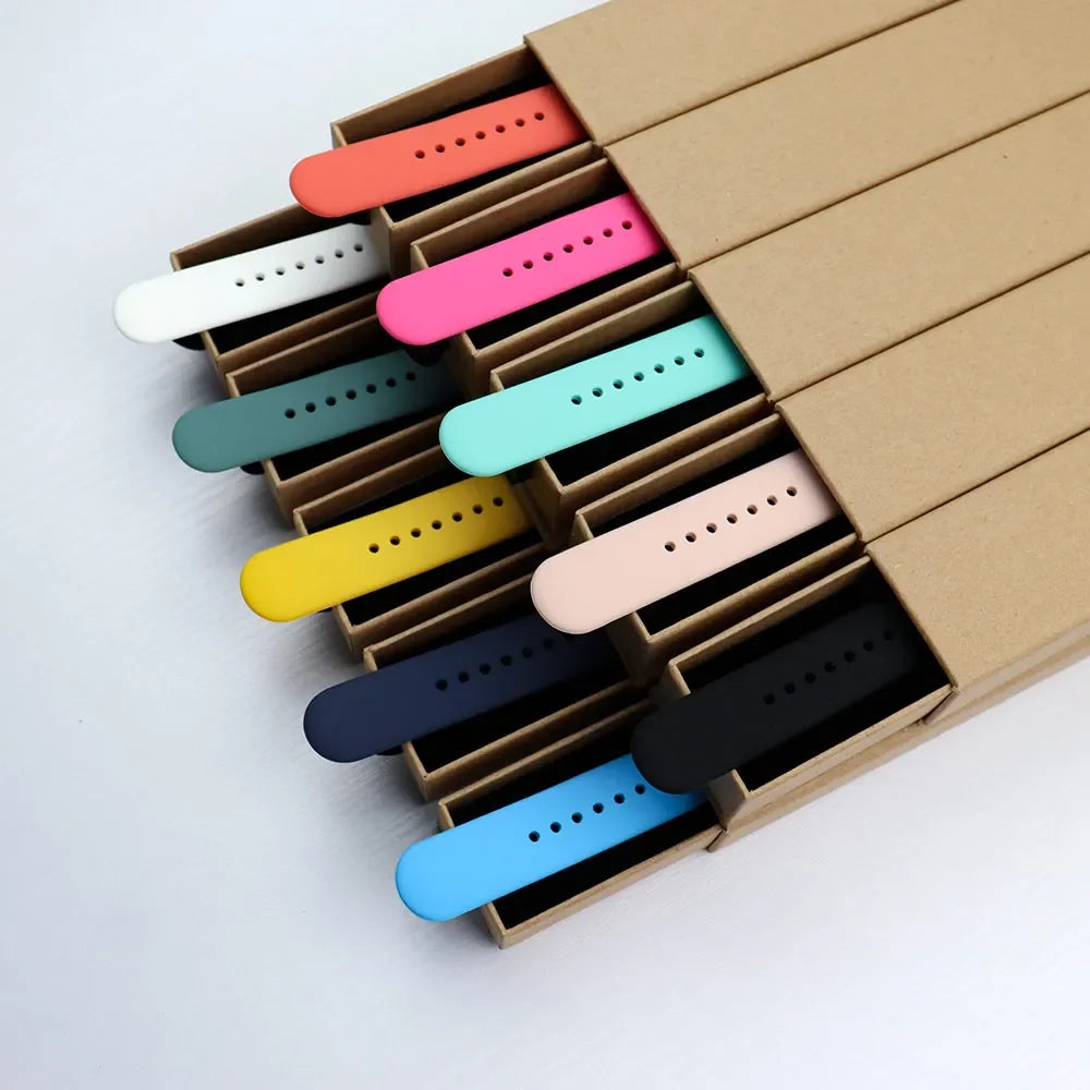 Original Silicone Strap For Apple Watch Band 44mm 38-40 42-46 41-45 46MM 49 mm Bracelet iwatch Serie 10 9 7 4 5 6 8 SE Ultra 2 3