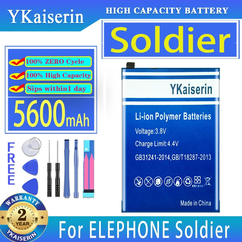 Mobile Phone Battery 5600mah For Elephone Soldier Phone 4GB 128GB IP68 Waterproof 5.5" 2K Screen