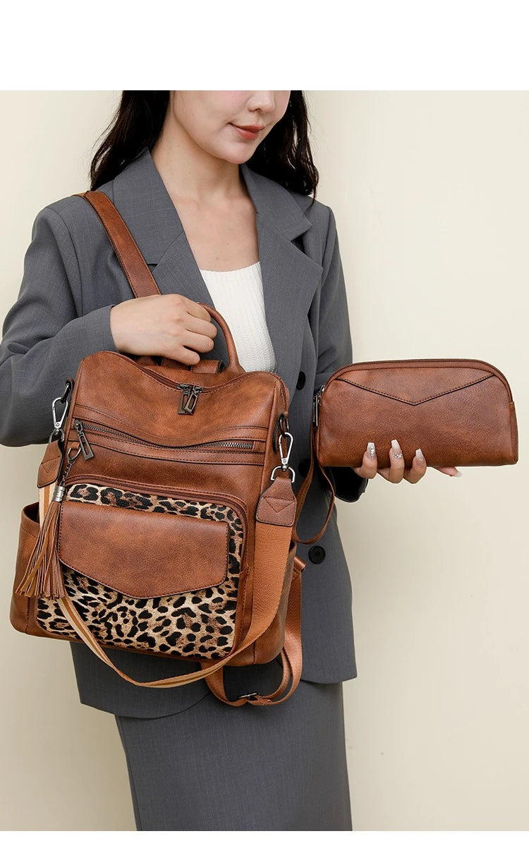 Winter Women's Backpack European Retro Two-shoulder Bag Luxury PU Composite Bag Commuter Single Shoulder Bag Leisure Travel Bags