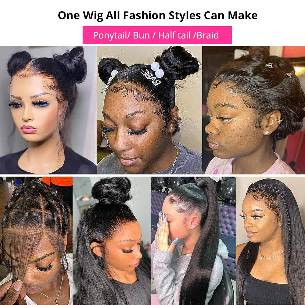 360 HD Transparent Lace Frontal Wigs Pre Plucked Brazilian Bone Straight 13x4 13x6 Lace Front Human Hair Wigs For Black Women