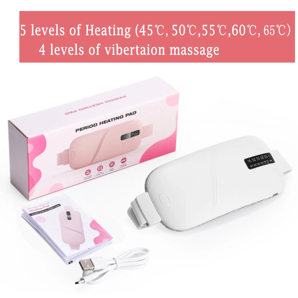 Cordless Electric Heating Pad Belt Adjustable Levels for Women Best Abdominal Heating Massager Hot Compress for Menstrual Period