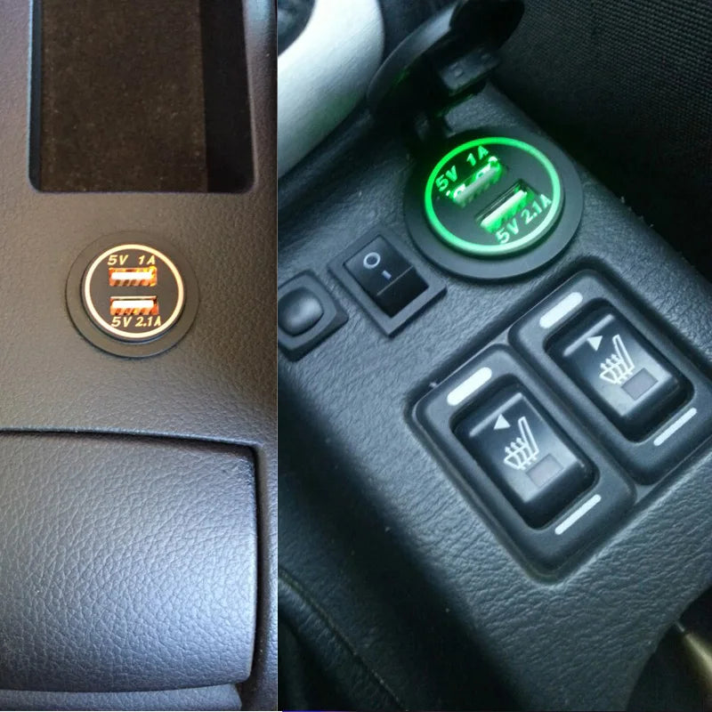 Universal Car Charger USB Vehicle DC12V-24V Waterproof Dual USB Charger 2 Port Power Socket 5V 2.1A/1A car-charger