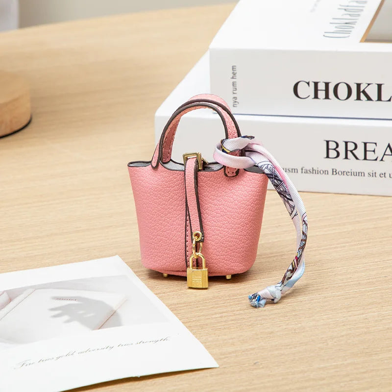 New Mini House Small Bag Leather Handheld Portable Hand Rope Bluetooth Earphone Bag Zero Wallet Multi Functional Small Bag