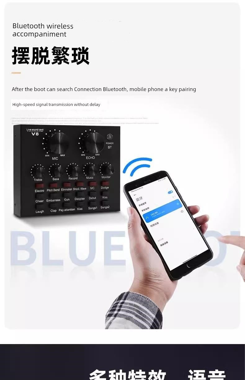 Bm800 Condenser Microphone + V8 Sound Card Computer Recordin