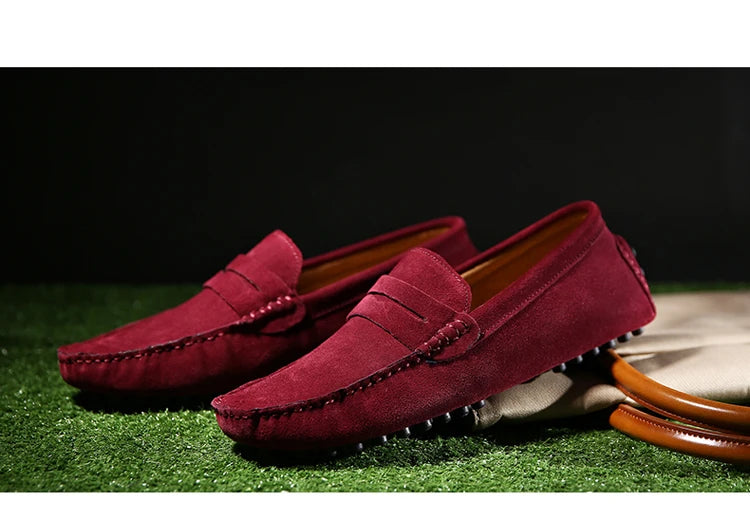 Men's Casual Fashion Genuine Leather Loafers Moccasins Slip-On Driving Shoes 38-50 Size Range Male Flats Comfort Footwear