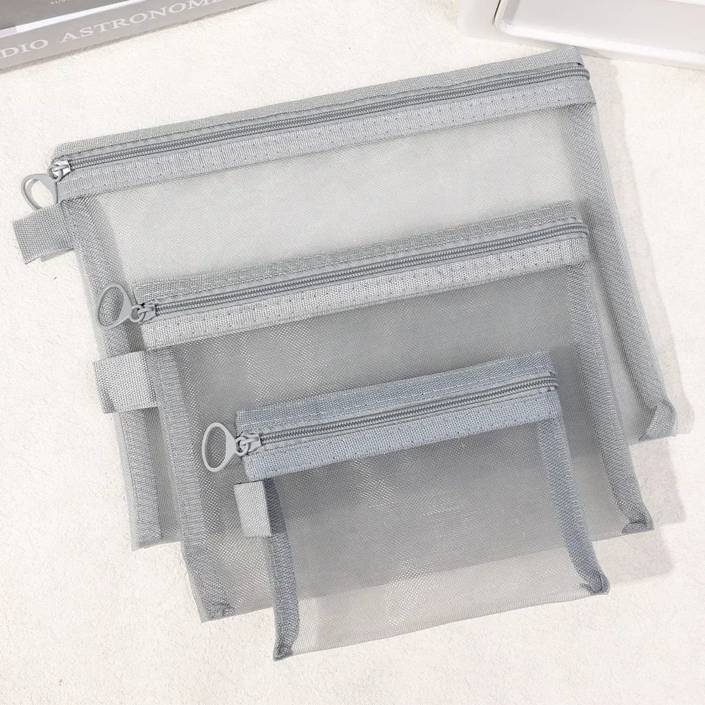 1/12pcs Mesh Clear Cosmetic Bags Small Large Black Makeup Bag Portable Travel Toiletry Organizer Case Lipstick Storage Pouch