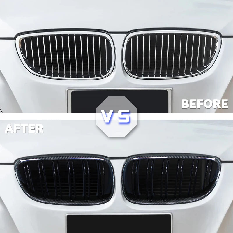 For BMW 3-Series E92 E93 M3 Coupe LCI 2010-2013 2Pcs Car Style Black Front Kidney Double Slat Grill Grille