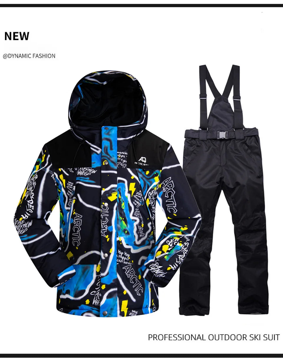 Winter Ski Suit for Men Outdoor Sports Warm Windproof Waterproof Snow Jackets Pants Male Ski Equipment Snowboard Jacket SK032