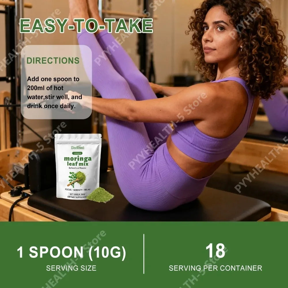 Moringa Oleifera Leaf Powder 180g with Vitamins A & C Calcium Iron, Green Superfood Daily Nutrition Supplement