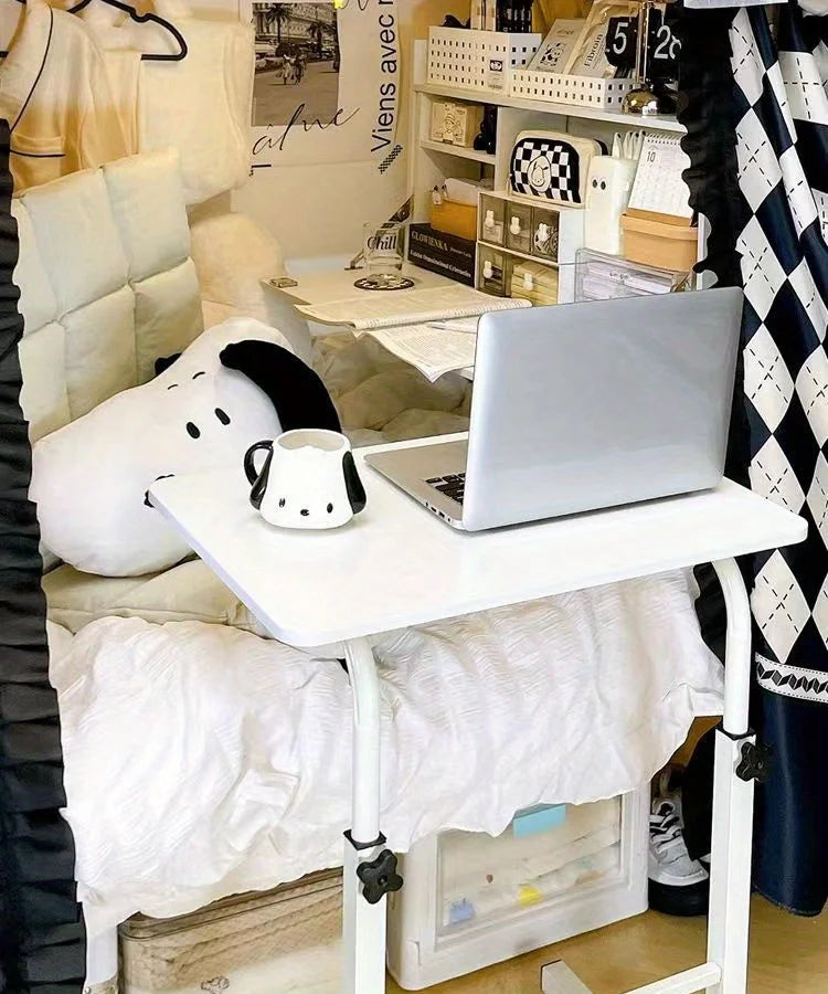 Study Table Bed Side Table Office Computer Table, Universal Pulley+adjustable Height|Ideal for Studying, Working & Storage