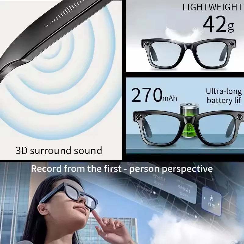 2025 Smart Glasses Photography Video AI Intelligent Interactive Translation Smart Sunglasses Bluetooth Call Music Play For IOS