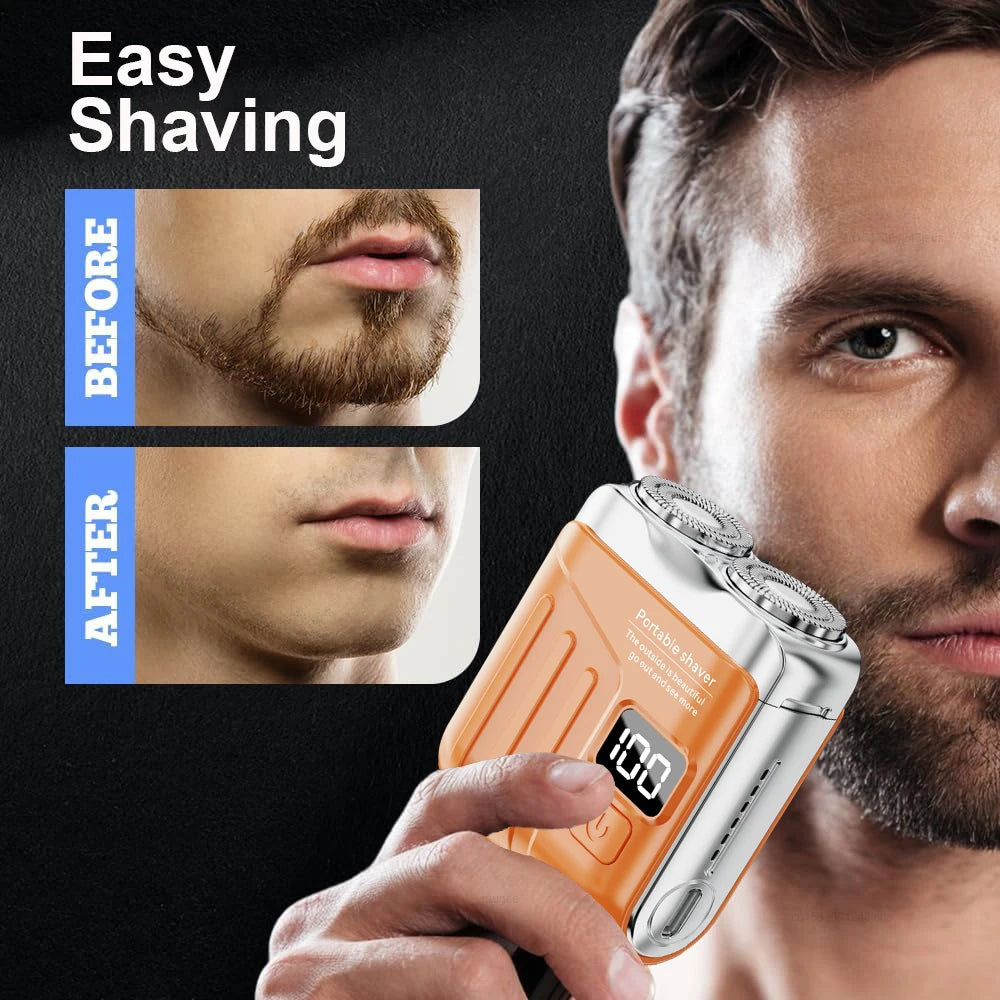 Mini Electric Shaver Dual Blade Shaver Men Facial Beard Trimmer Rechargeable Portable Wet Dry Electric Razor