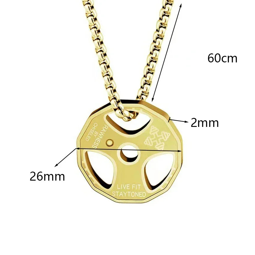 Steel Dumbbell Weight Necklace, Gym Jewelry for Men & Women, Punk Fitness Pendant, Workout Gift for Lifters