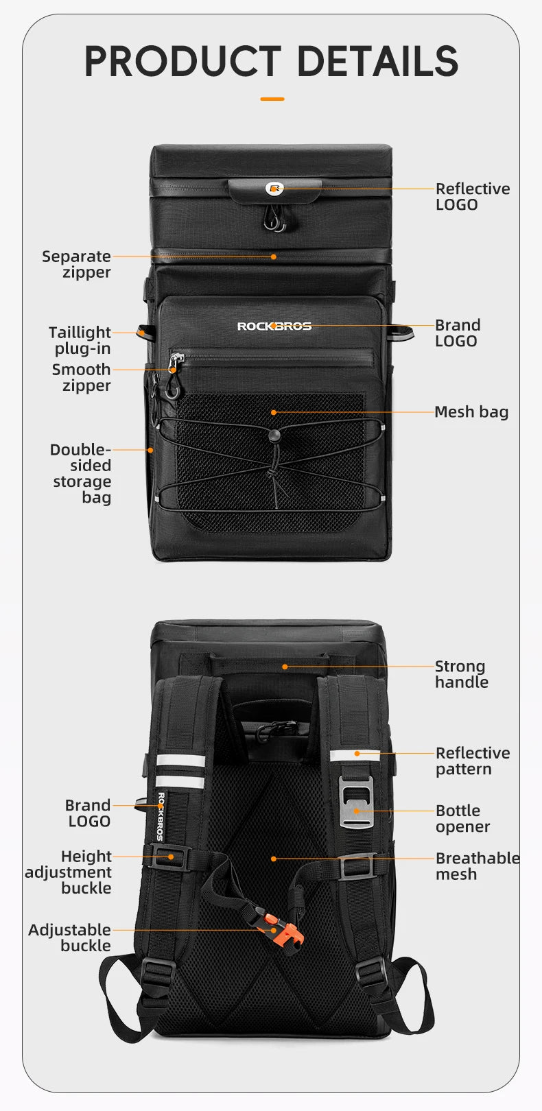 ROCKBROS Backpack Bag Men's Women's Mutilfunction Sports Outdoor Backpacks Camping Fishing Hiking Storage Bag Camping Equipment