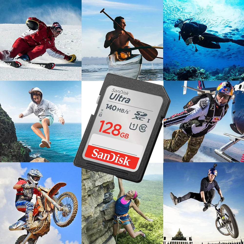 SanDisk Ultra/Extreme/Extreme PRO SD Card 256GB 128GB 64GB SDXC 32GB SDHC Memory Card C10 U1 U3 Carte SD Card  for Camera 4K UHD