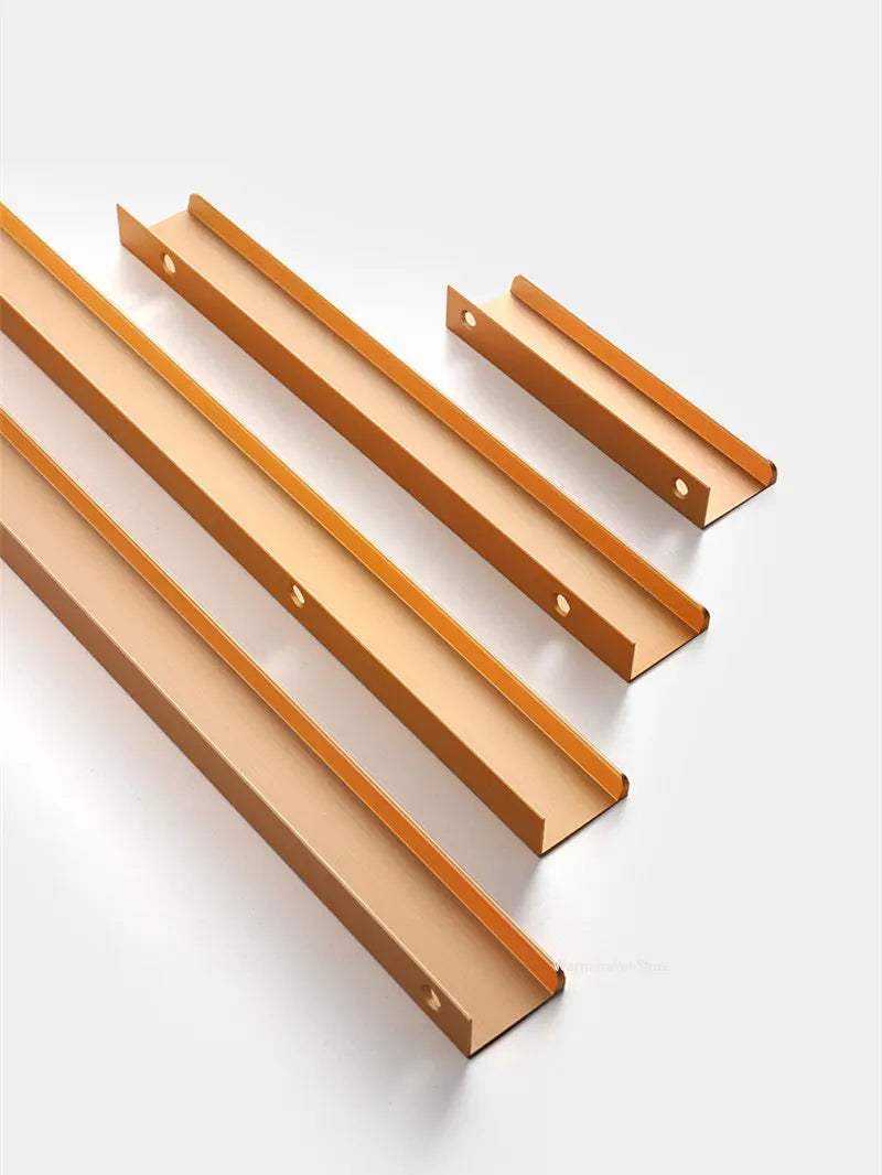 Extended drawer Cabinet Pulls door edge handle black gold wardrobe Drawer Pulls Aluminum Alloy Furniture Handles Cupboard Pulls