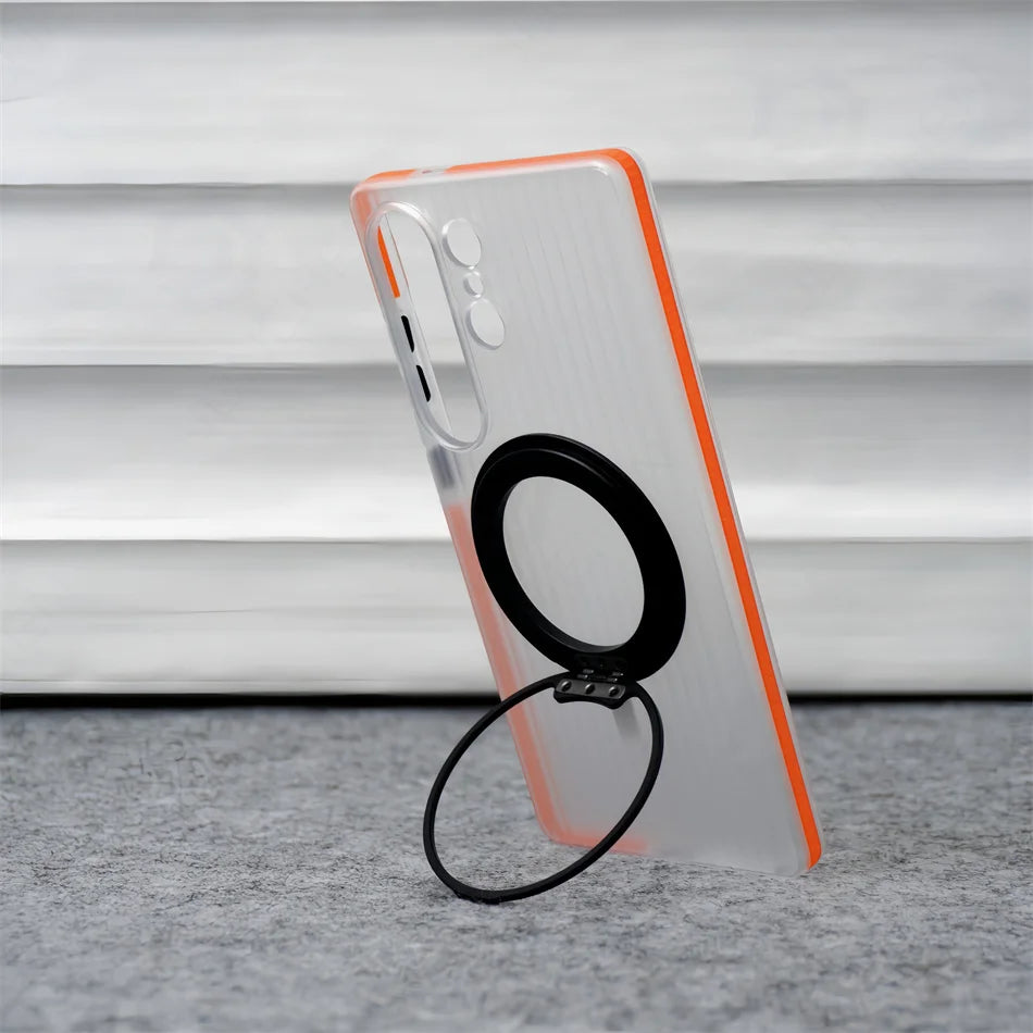 Luxury 3D Corrugated Pattern Non-slip Matte Clear Case For Samsung Galaxy S23 S24 Ultra S25 Plus Magnetic Hard Cover For Magsfe