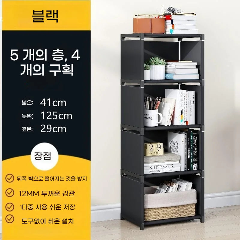 Simple Bookshelf Multi Layer Easy Assembly Diy Wardrobe Bookshelf  Plastic Square Storage Rack Living Room Study Room Bedroom