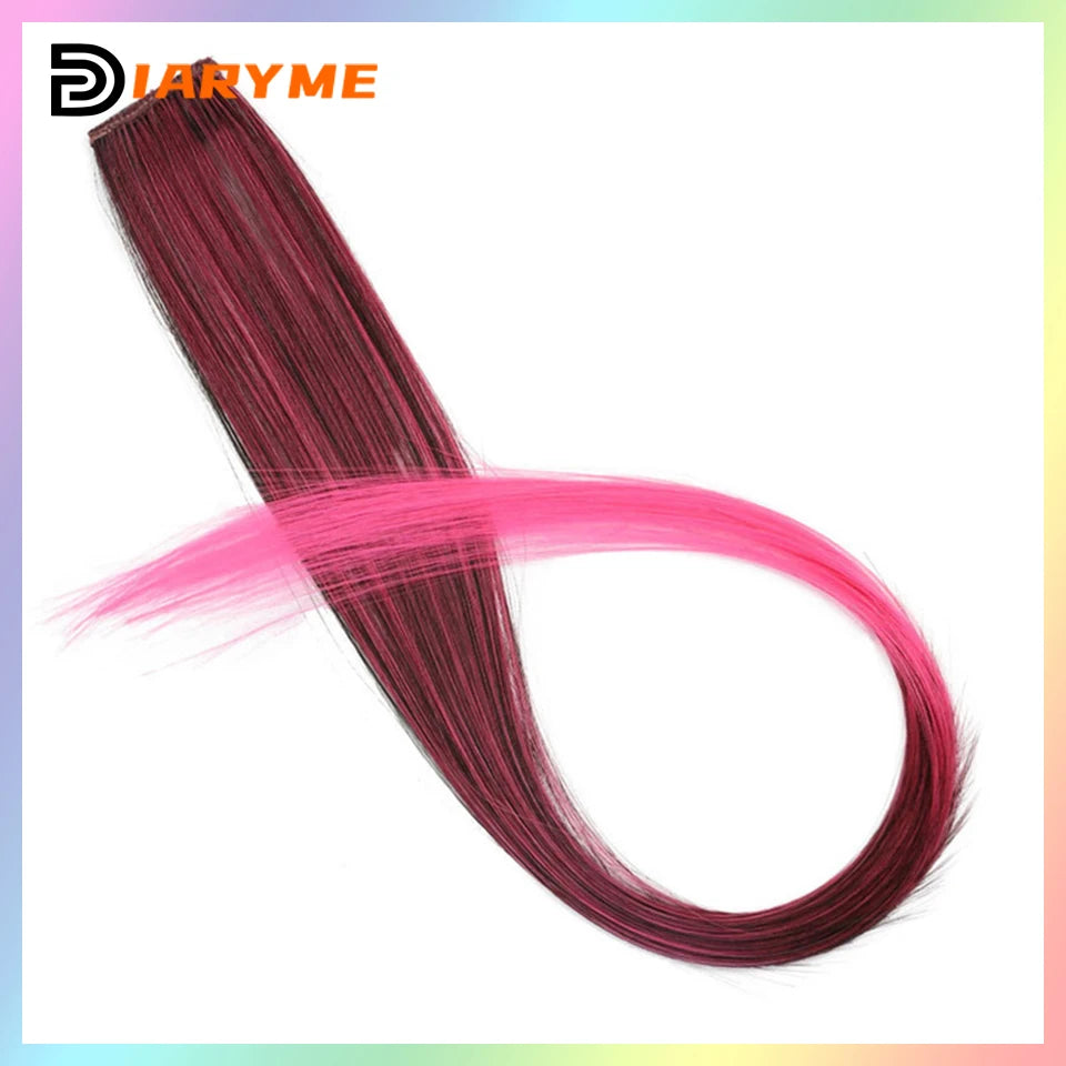 Colorful Hair Extensions Curly One Clip in Synthetic Long Hairpiece For Girls Women Kid Multi-colors Party Highlights Wig Piece
