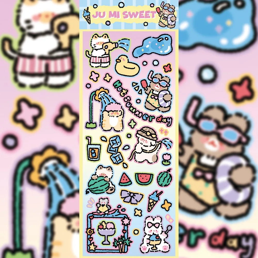 Kawaii Cute Laser Cartoon Animal Party Stickers For Girl Stationery Handbook Diary Planner Scrapbook DIY Decorative Stickers
