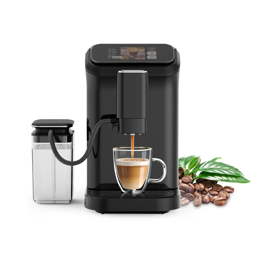 Mcilpoog WS-D5 Automatic Coffee Machine - Smart Wi-Fi , 12 Coffee Varieties, Touchscreen & Built-In Frother/1.5L Tank for Home