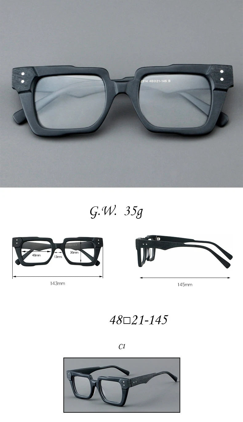 Retro Square Acetate Glasses Men Reading Glasses Progressive Multifocal Lens Sunglasses Lenses Color Changing Lenses