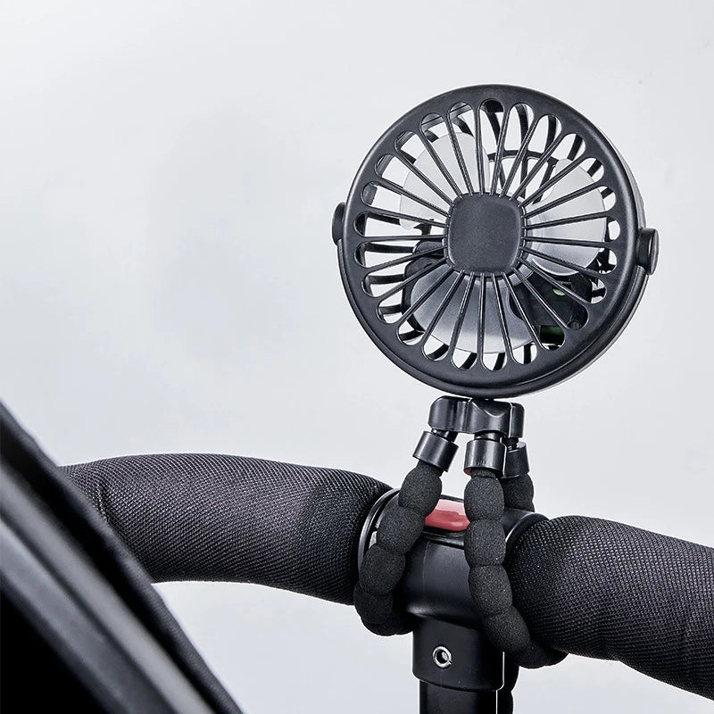 Baby Stroller Octopus Fan Anti Pinch Hand 3-speed Small Night Light USB Mini 3-speed Charging Small Fan