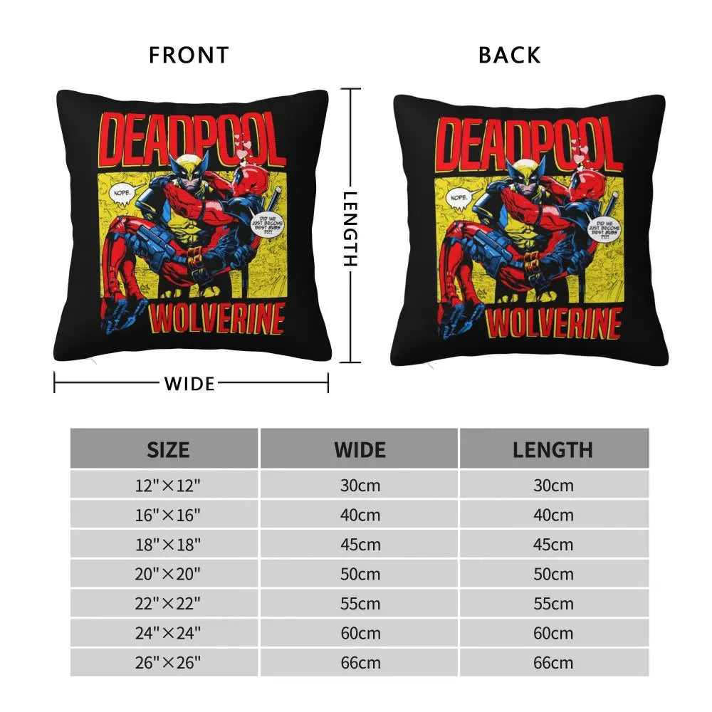 Custom Deadpool Wolverine Cartoon Manga Cushion Cover Soft Cute Pillows