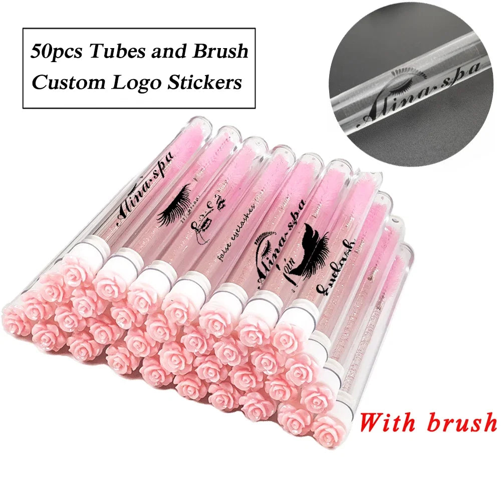 Customized Logo Eyebrow Brush Tube Reusable Eyelash Brush Dust-Proof Mascara Applicators Makeup Brush 50/100pcs LAUKISS