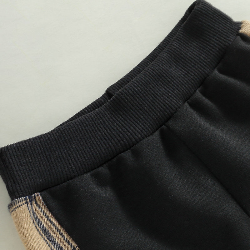 0-24months Baby Spring Autumn Clothes Set Long Sleeve Bear Sweatshirt With Plaid Sweatpants For Infant Boys And Girls Outfits