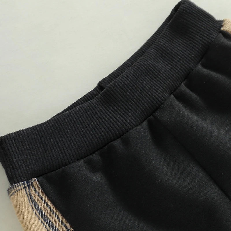 0-24months Baby Spring Autumn Clothes Set Long Sleeve Bear Sweatshirt With Plaid Sweatpants For Infant Boys And Girls Outfits