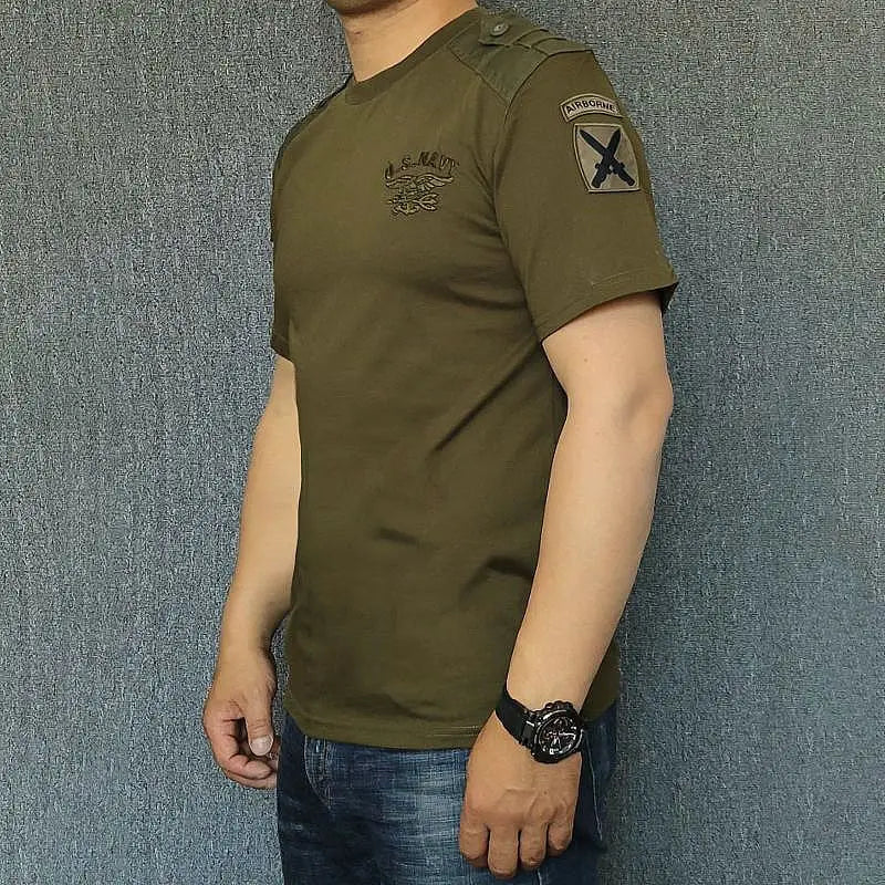 Tactical Camouflage Special Forces T-shirt Men Spring Breathable Wear Resistant Round Neck Top Pure Cotton Training Workwear