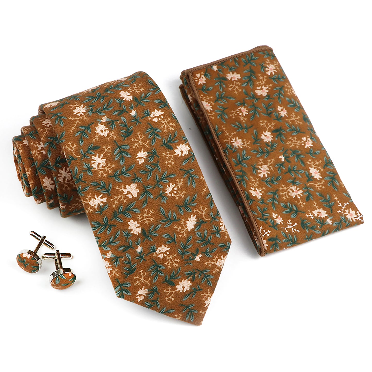 Hot Sell 3PC Chic Elegant Floral Tie Set Pocket Square Cufflinks For Men Women Wedding Party Dinner Suit Tuxedo Accessory Gift