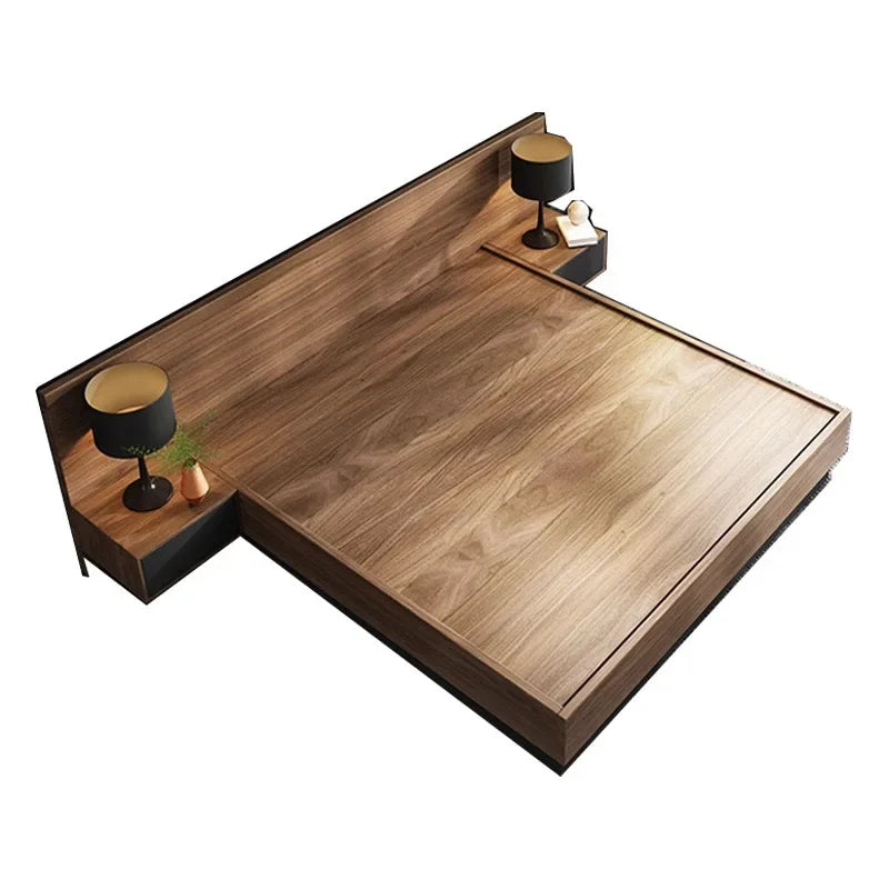 Luxury Japanese Tatami Bed Frame Storage Modern Bedroom Furniture Wood MDF Double Hotel Bed Base with Drawer