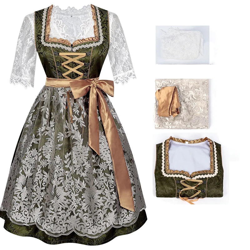 Halloween Carnival Cosplay Costume German Oktoberfest Maid Dress Woman Bavarian Traditional Embroidery Outfits Performance Girl