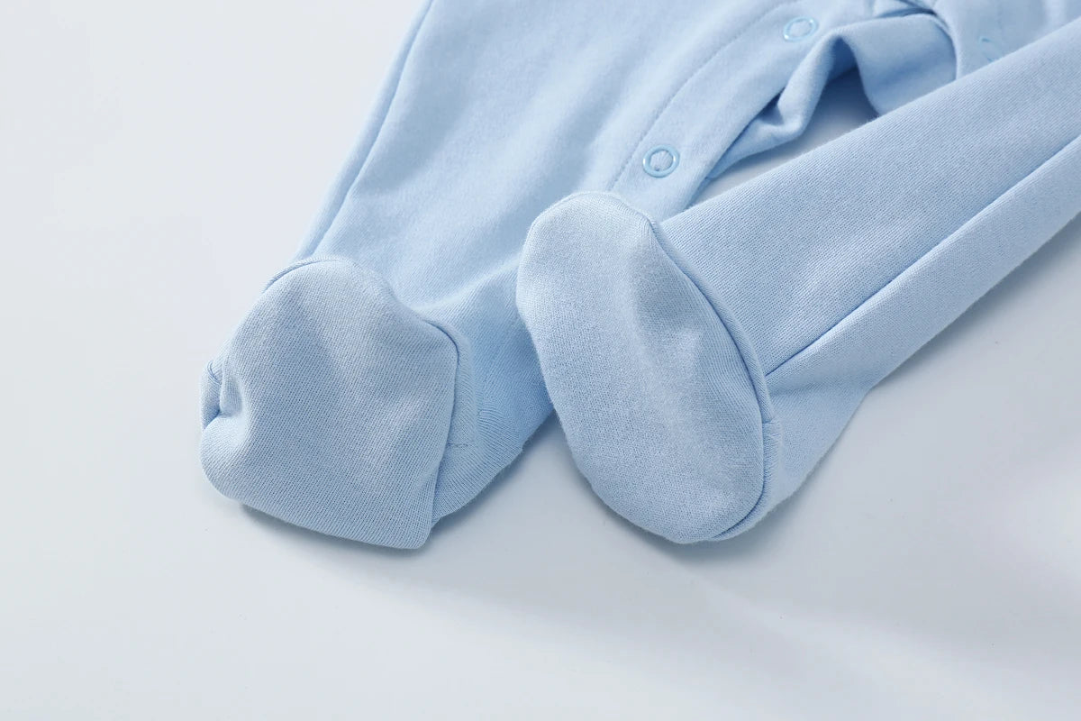 Baby Clothing Boy Girl Jumpsuits Foot Binding Cotton Rompers Solid Color Front Open Button Bodysuits Baby Outfits 0-12 Months