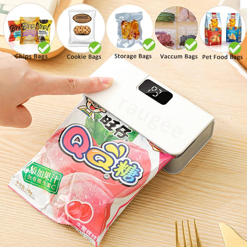 Mini Heat Sealer Plastic Bag Heat Sealing Machine Rechargable Plastic Storage Package Sealer Handheld Clip Bag Food Heat Sealer